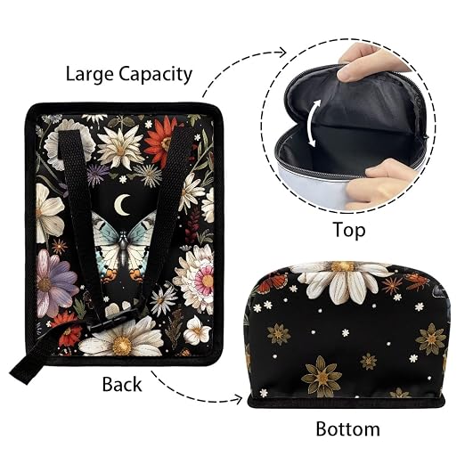 Talayituse Butterfly Daisy Moon Print Car Trash Can with Lid, Leak Proof Auto Trash Bag Hanging Vehicle Garbage Can Multipurpose Storage Container for Back Seat Road Trip