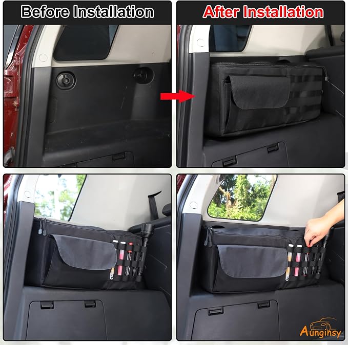 Aunginsy Car Trunk Organizer Compatible with Toyota FJ Cruiser 2007-2021+, 1PCS Trunk Storage Box Backseat Hanging Organizer Rear Left Storage Bag Organizer Multi-Compartment Oxford Cloth Accessories