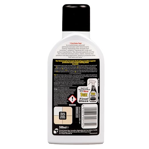 T-Cut Color Fast 3-in-1 Paint Restorer, White - Scratch Remover, Ceramic Car Wax & Color Enhancer - Removes Swirls & Oxidation, 17 oz