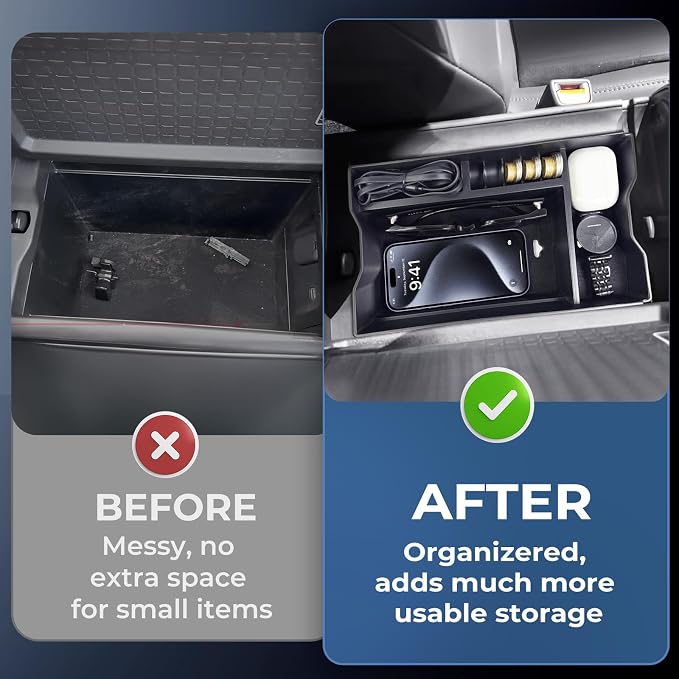 Center Console Organizer Tray Storage Box for Toyota RAV4 2026, Interior Accessories Armrest Insert Tray Storage Box for 2026 RAV 4, Black