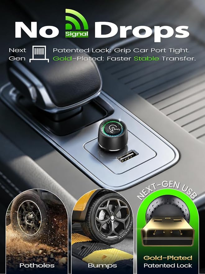 Wireless CarPlay Adapter, Fast Auto Connect, No Lag, Easy Device Switching for 2 Phones, Plug & Play, 5GHz WiFi, Compatible with iPhone 6 or Above