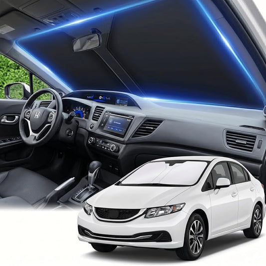 Windshield Sun Shade for Honda Civic 2006-2015 Sunshade Front Window Shade Custom Fit Civic Accessories Sun Visor Foldable Shade Blocks UV Rays Accessories