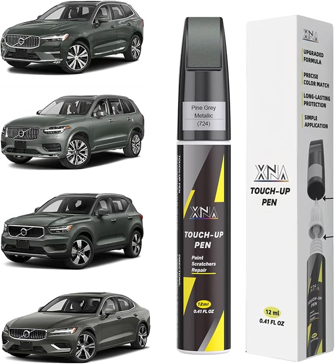 XNA Pine Grey Metallic(724) for Volvo Touch Up Paint, Car Scratch Remover for Nicks and Chips Repair, 2-In-1 Quick & Easy Fix Car Scratch Repair Kit with Exact Color-Matched