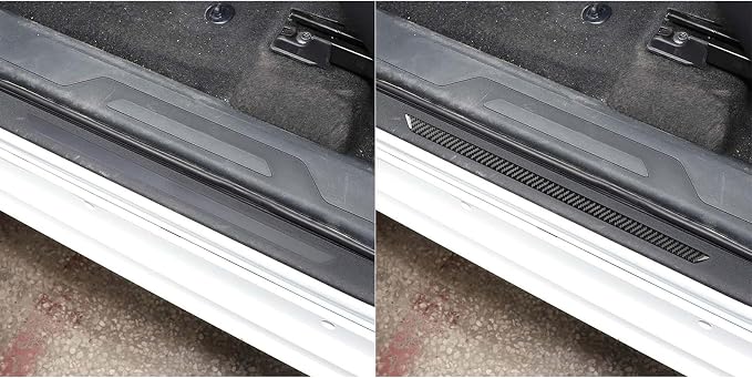 NVCNX Real Premium Carbon Fiber for Toyota Tundra 2022-2026 2023 2024 2025 Door Sill Scuff Plate Door Entry Guard Protector Cover Interior Trim Accessories Overlay Sticker 4PCs not for Extended Cab