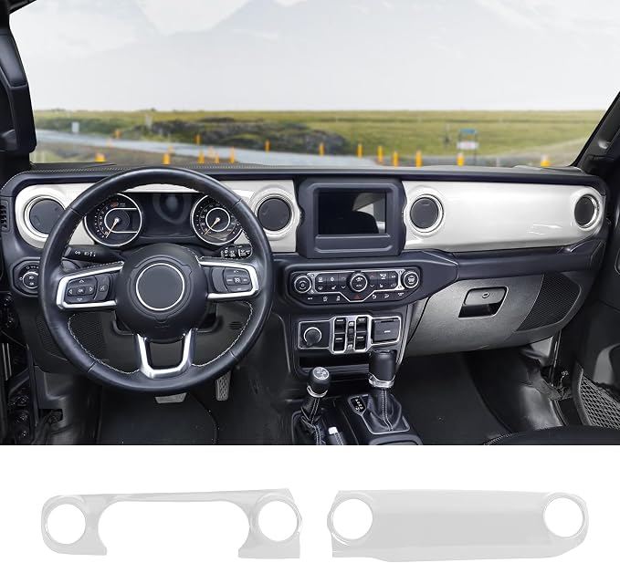 Dashboard Decorative Panel Cover, Center Console Trim Cover Kit for 2018-2023 Jeep Wrangler JL JLU & Jeep Gladiator JT(White)