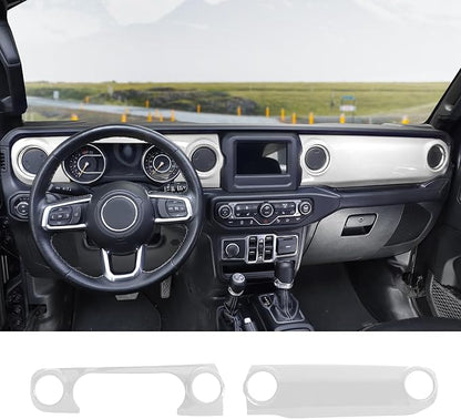 Dashboard Decorative Panel Cover, Center Console Trim Cover Kit for 2018-2023 Jeep Wrangler JL JLU & Jeep Gladiator JT(White)