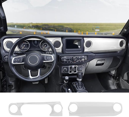 Dashboard Decorative Panel Cover, Center Console Trim Cover Kit for 2018-2023 Jeep Wrangler JL JLU & Jeep Gladiator JT(White)