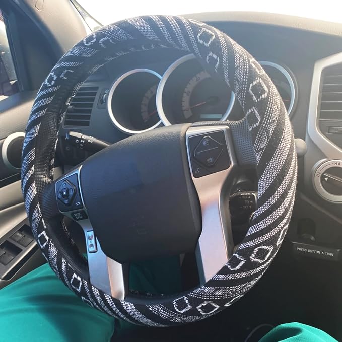 Boho Steering Wheel Cover for Women Men Baja Blanket Enthic Car Steering Wheel Cover Ethnic Car SUV Wheel Protector, Breathable, Anti-Slip, Odorless, Universal Fit 14.5-15 Inch