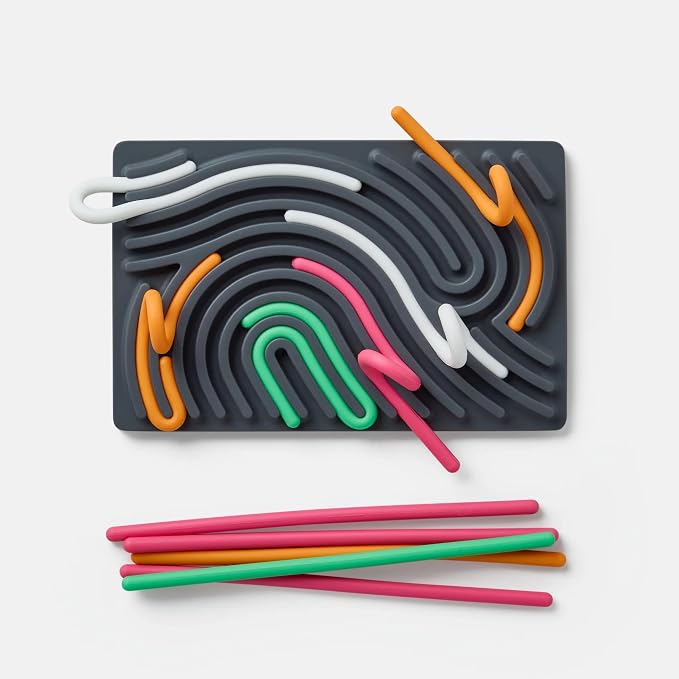 Pushpeel Sensory Activity Board: Silicone Fidget Toy for Calming, Stress, Anxiety, ADHD & Autism | Silent, No Mess | Kids 3+ & Adults | Includes Portable Travel Bag & 11 Strings (Granite)