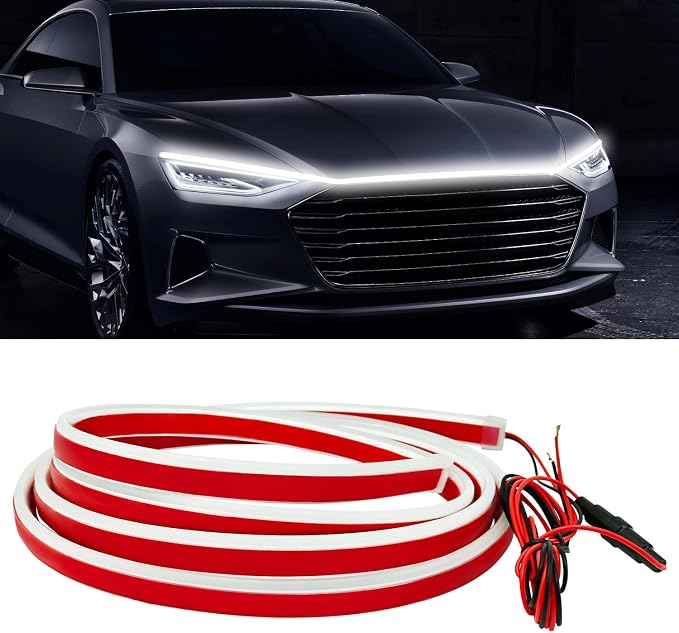 Outlet! SUNVA Dynamic Car 79 Inches Hood Light Strip, Car LED Strip Light, Exterior Flexible Daytime Running Light Strip for Cars, Trucks, SUVs, Bright Cool White