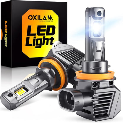 OXILAM H11 LED Bulb H8 H9 Bulbs, 900% Brighter Ultra-Bright, 5 Min Quick Install, 6000H Lifespan, No Flicker, 99% Compatibility, Fit for Cars Trucks SUVs, Pack of 2