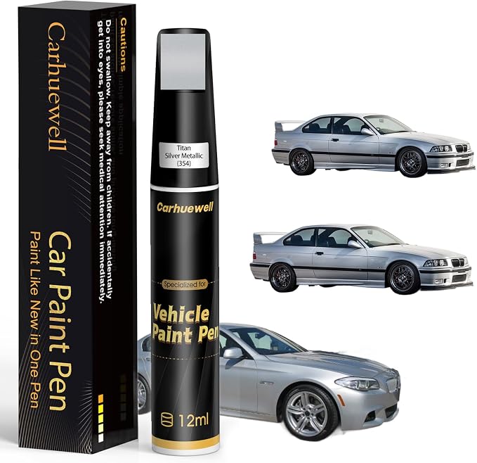 Titan Silver Metallic(354) Touch Up Paint Compatible with BMW, Exact Match Car Paint Pen Automotive Scratch Repair Remover Kit Quick & Easy Solution for Vehile Chips and Nicks