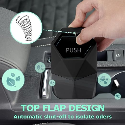 Car Trash Can with Lid, Leakproof Automotive Portable Trash Bin, Diamond Design Easy to Clean Plastic Desktops Dustbin Organizer for Car Home Office with 90pcs Trash Bags