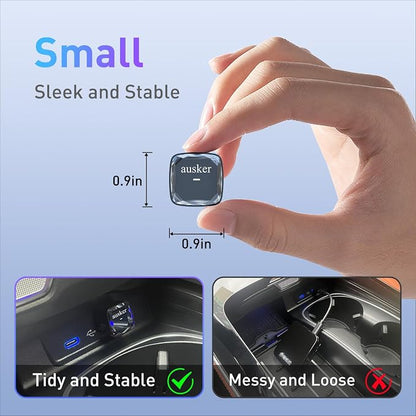 Wireless CarPlay Adapter for iPhone, Mini CarPlay Wireless Adapter with USB A Extension Cable/USB A to USB Type C Cable for Cars, Support Auto Connection, No Delay & Stable Connection