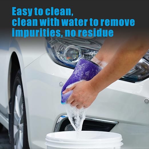 Auto Detailing Clay Bar Mitt, Detailing Clay Mitt for Paint, Glass, Wheels, Car’s Paint Claying, Paint Prep for Wax, Polish and Sealant (8.7in. x 5.7in, Purple)
