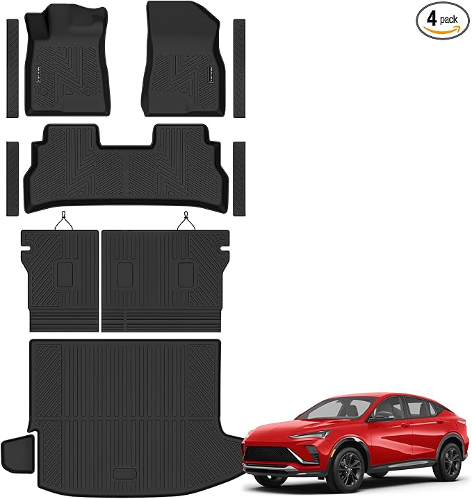 Floor Mats & Cargo Liner for 2024 2025 2026 Buick Envista All Weather Protection TPE Rubber Full Set Automotive Floor Liners & Trunk Mat for 2025 Buick Envista Accessories, Black