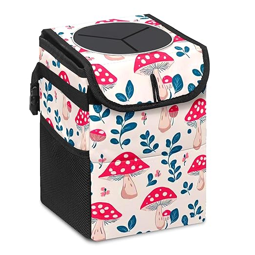 Car Trash Can – Multi-Purpose, Lightweight and Portable with Durable Water-Resistant Coating, No Installation Required, Practical and Ample Capacity, Variety of Colors.Mushroom