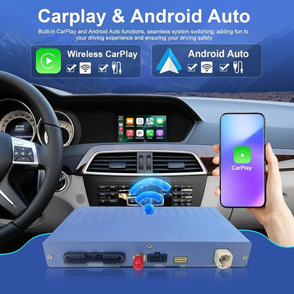 Wireless CarPlay Decoder for Mercedes Benz NTG 4.5/4.7 System, Apple CarPlay & Android Auto Retrofit Interface for C Class W204 2011-2013, Supports MirrorLink/YouTube/Rear View Camera (Add HDMI)