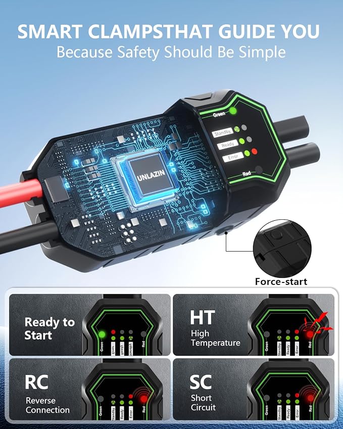 X8 Jump Starter 10000A Battery Jumper Starter Portable with Force Start, 12V Car Starter Jump Box & Battery Booster for All Gas & Diesel Engines, QC 3.0 Quick Charge, LED Light, Passenger Car