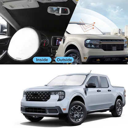 TINGLU Sun Shade for Ford Maverick Hybrid XL XLT Lariat Truck 2022-2026 Accessories Windshield Sun Shade Window Shade UV Rays Protection Sun Visor Cover with Steering Wheel Sunshade Storage Bag