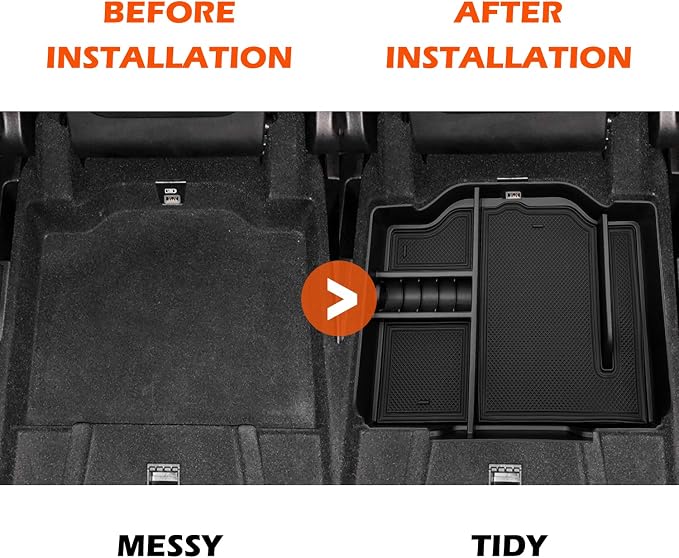Center Console Organizer fits for Dodge RAM 2026 2025 2024 2023 2022 2021 2020 2019 1500 2500 3500 Accessories Interior Storage Box Armrest Storage Tray (Black)