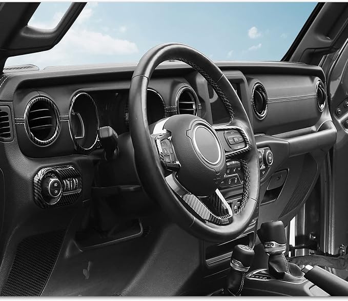 21PCS Full Set Interior Trim Kit for 2018-2023 Jeep Wrangler JL JLU,Side Outlet Door Handle Bowl Roof Reading Light Cover Trim (Carbon Fiber)
