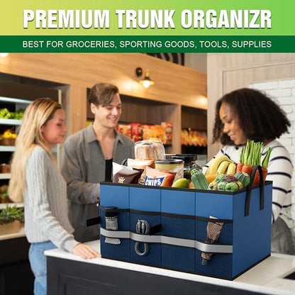 K KNODEL Car Trunk Organizer, Collapsible Car Trunk Storage Organizer, Car Organizer and Storage for SUV, Truck, Sedan (Small, Blue)