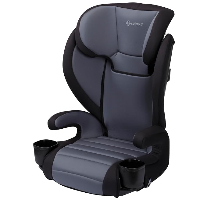 Safety 1st Grow and Go 2-in-1 Booster Car Seat with ComfortWings, Converts High-Back to Backless, 19" Wide, Slim Design, Lightweight, Foldable, Easy-Clean, Cup Holders, 40-100 lbs, Black Sand