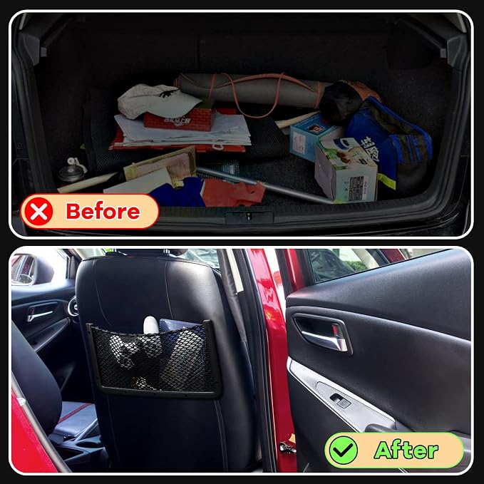 Frienda 4 Pcs Boat Storage Net Bag, ABS Plastic Car Framed Mesh Net Holder, Phone & Cargo Organizer with Screws for Auto, Rv, Boat, Pontoon, Truck Pocket Storage (16 x 8 Inch)