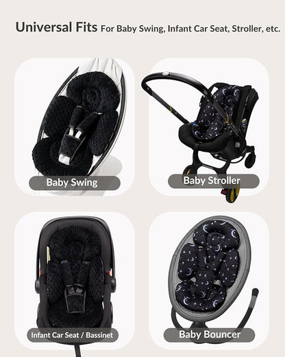 Generic Infant Car Seat Insert Compatible with Mamaroo Swing & Graco Swing and Infant Car Seat, Newborn Insert Baby Head Body Support, Reversible Design, Breathable Soft Fabric, 1Pcs - Dot, Black
