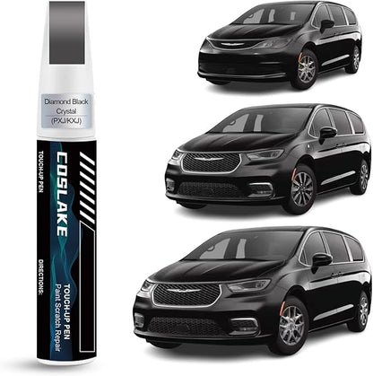 Car Touch Up Paint(Diamond Black Crystal(PXJ/KXJ)) for Chrysler, Car Paint Scratch Repair Kit, Quick & Easy Solution to Repair, 2 in 1 Scratch Remover Pen with 2PCS Disposable Micro Applicators