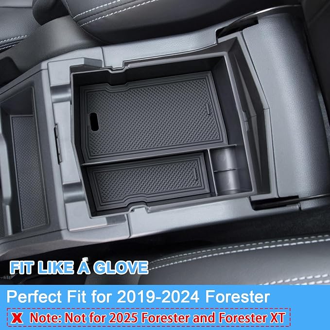 JKCOVER Upgraded Design Center Console Organizer Tray Compatible with Subaru Forester 2024 2023 2022 2021 2020 2019 Interior Armrest Insert Storage Box Easy Removal Accessories