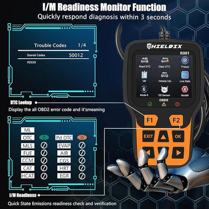 R001 OBD2 Scanner Diagnostic Tool, Check Engine Light Code Reader, Battery Voltage Tester, I/M Readiness, Reset, Live Data, Car Diagnostic Scan Tools for All OBDII Car Since 1996