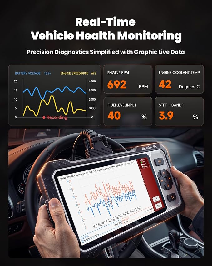 ANCEL FX6000 Bidirectional OBD2 Scanner with 7+ Resets | ABS, SRS, Transmission & Engine System Diagnostic Scan Tool, Oil/EPB/BMS/SAS/Throttle Reset, ABS Bleeding, Live Data, Auto VIN, Lifetime Update