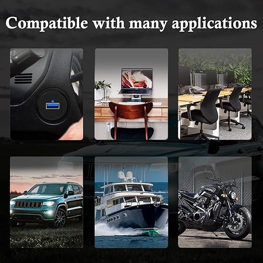 Alloy Single Port USB 3.0 Dashboard Port Car Mount Flush Cable, Male to Female Waterproof Extension Cable for Car Truck Boat Motorcycle with LED Indicator - 3ft