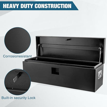Underbody Truck Tool Box Steel Storage ToolBox, Tool Chest Organizer w/Lock and Keys For Pickup, Truck Bed, RV, Trailer, Heavy Duty Waterproof Black Box,48 x 15 x 15 Inch