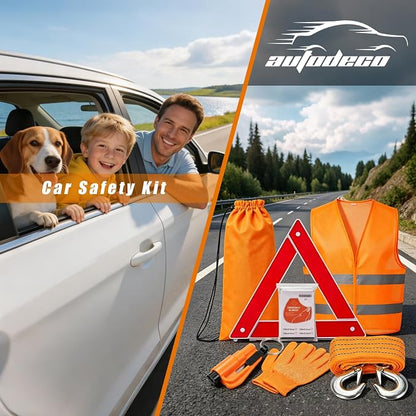 Car Roadside Emergency Kit Automotive Car Safety Kits for Vehicles Woman Man Teen Orange