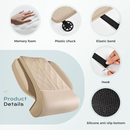 Coverado Car Seat Leg Extender Support Cushion, Leg Rest Cushion for Driver Seat, Universal Car Seat Leg Support, Leather Car Seat Cushion, Waterproof Leg Extension Pad for Long Driving (Update,Beige)