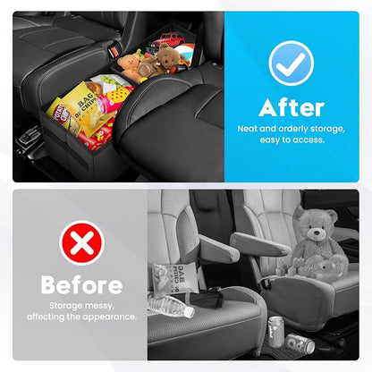 Autorder Car Seat Organizer for 2019-2025 2026 Subaru Ascent Accessories Portable Backseat Organizer with Lid Handles Multipurpose Car Floor Storage for Kids Toys Baby Products Daily Necessities