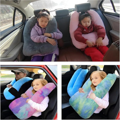 FHSGGP Travel Pillow Car Pillow Kid Car Sleeping The Sleeping Aid for Adults and Kids on Road Trips Kids Travel Pillow Colorful Pink