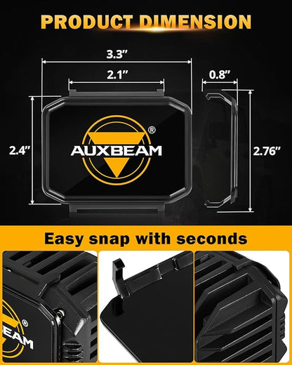 Auxebam 4 inch Black Offroad Light Covers, 2Pcs LED Cube Pod Cover Waterproof Polycarbonate Protective Lens for LED Cube Lights Driving Fog Light (Not Fit for Amber Spot Beam 'ZD000706')