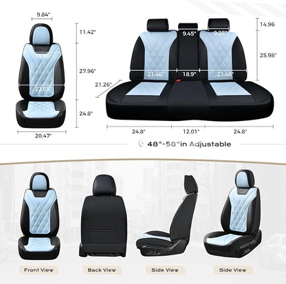 Coverado Car Seat Covers, Front Covers for Cars, Car Seat Cover Front Seats, Automotive Seat Cover, Waterproof, Leather Car Seat Cushion, Universal Interior Seat Protectors for Most Cars Black-Bule