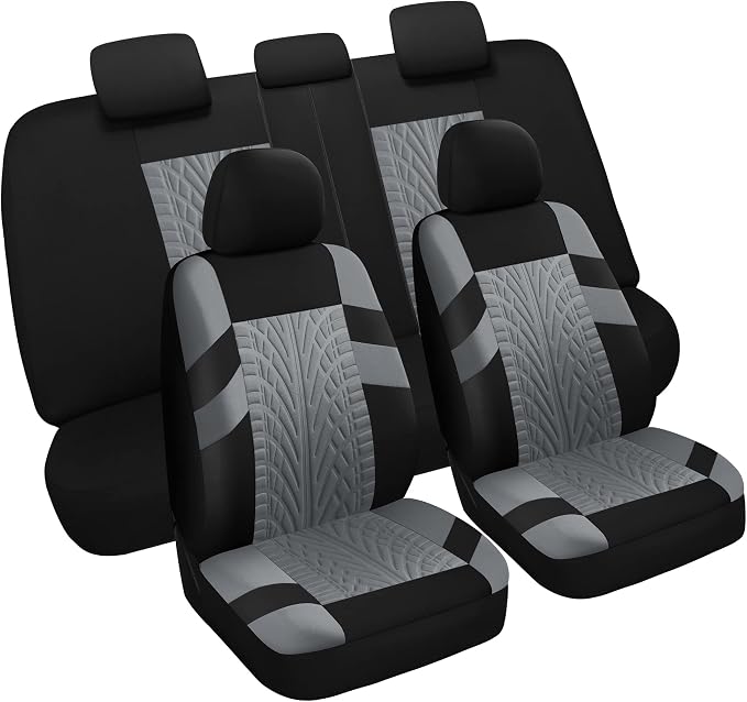 VarCozy Car Seat Covers Full Set, Front & Split Rear Bench for Car, Universal Cloth SUV, Sedan, Van, Automotive Interior Covers, Airbag Compatible