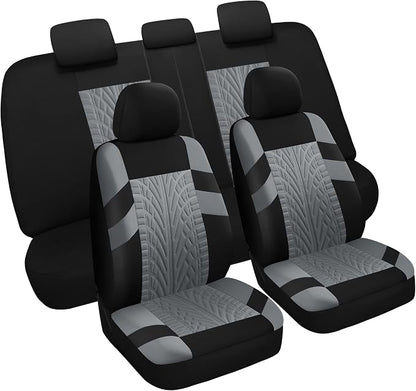 VarCozy Car Seat Covers Full Set, Front & Split Rear Bench for Car, Universal Cloth SUV, Sedan, Van, Automotive Interior Covers, Airbag Compatible
