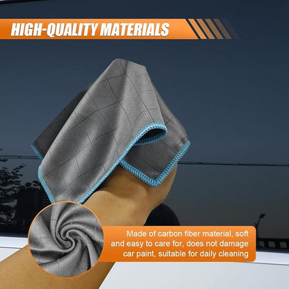 Car Carbon Microfiber Towels, 12" x 12" No Lint No Streak Cleaning Towel, Reusable Soft Car Wash Cloth, Universal Auto Polishing Detailing Rag for Glass Window Mirror(SkyBlue)