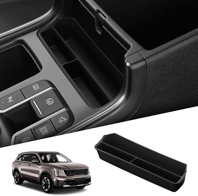 smabee Center Console Organizer Compatible with Kia Sorento 2021-2025 2026 Storage Box Accessories TPE Storage Tray Insert Interior Black