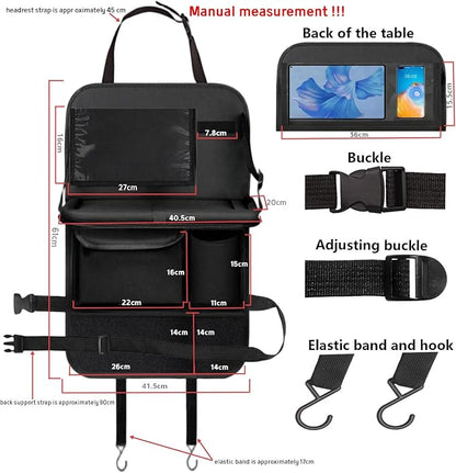 TCJJ Car Seat Organiser Car Backseat Organizer Seat Organizer for Kids | Car Backseat Seat for Kids Kick Protector with Tray and Touch Screen Tablet Storage Pockets Waterproof and Stainproof