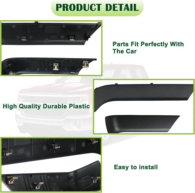 4PCS Door Armrest Cover Trim Kit Front&Rear Left Right Side Door Panel Arm Rest Bezel Black Compatible with 2014-2020 Chevy Silverado GMC Sierra