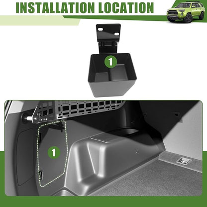 Trunk Organizer for 2010-2024 Toyota 4Runner 5-Seat 2nd Row(NOT Fit 7-Seat 3rd Row), Rear Trunk Storage Box Bin Cargo Tray for 10-24 4 Runner Interior Accessories(Hidden Left Side)