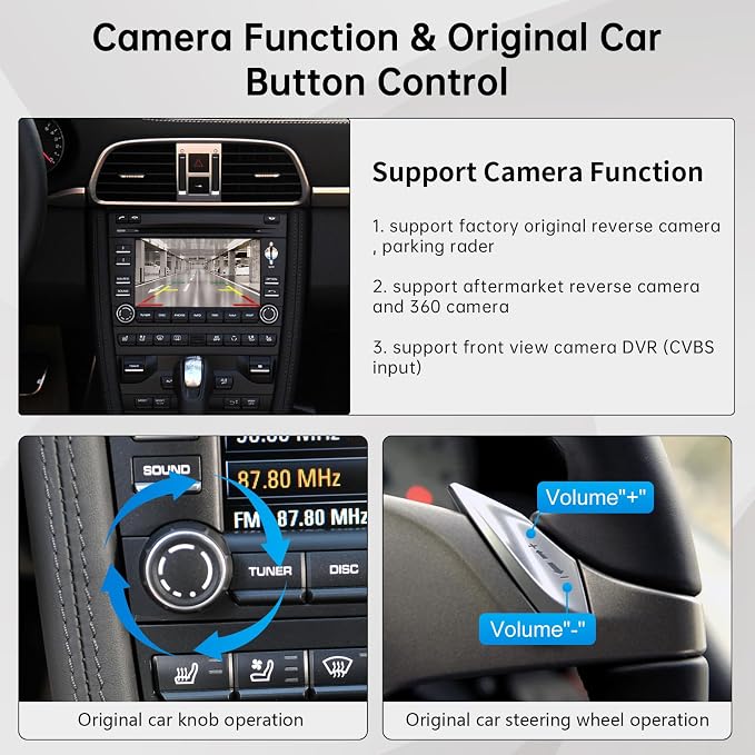 Road Top Wireless CarPlay Interface Decoder for Porsche PCM 3.0 (2008–2012) | CarPlay Retrofit Kit Compatible with Cayenne 911 Cayman Boxster, Support Wireless Carplay, Android Auto, Mirrorlink